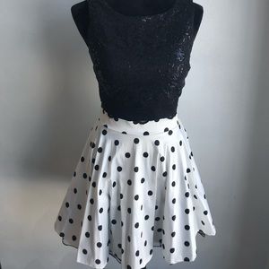 2 Piece Black and White PolkaDot Dress